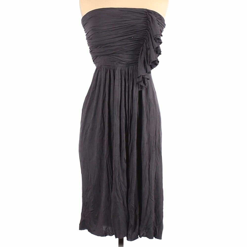 JCrew Factory Gray Strapless Cascade Ruffle Summer Dress Small